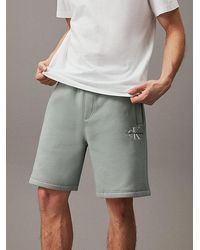 Calvin Klein - Fleece Korte joggingbroek Met Monogram - Lyst