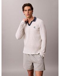 Calvin Klein - Rib Collared Pyjama Top Heritage Waffle - Lyst