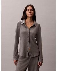 Calvin Klein - Camisa slim de estar en casa de punto cepillado - Lyst