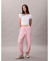 Calvin Klein - Pantalón deportivo de felpa de algodón con monograma - Lyst