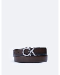 Calvin Klein - Ck Logo Plaque Reversible Dress Belt - Lyst