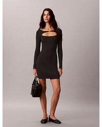 Calvin Klein - Jeans Emblem Logo Rib Mini Dress - Lyst