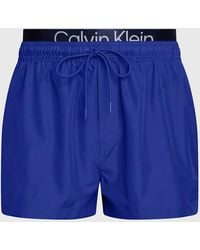 Calvin Klein - Double Waistband Swim Shorts - Ck Steel - Lyst