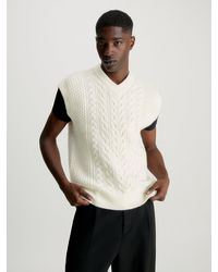 Calvin Klein - Wool Blend Cable Knit Vest - Lyst