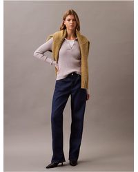 Calvin Klein - Calvin Klein Smooth Cotton Rib Long Sleeve Polo Sweater - Lyst