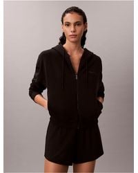 Calvin Klein - Cotton Blend Terry Relaxed Sleep Hoodie - Lyst