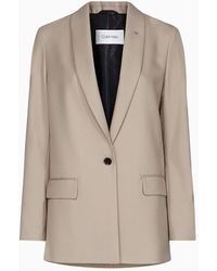 Calvin Klein Blazer relaxed de sarga fina - Gris