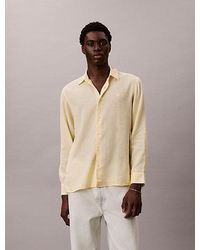 Calvin Klein - Solid Linen Blend Classic Shirt - Lyst