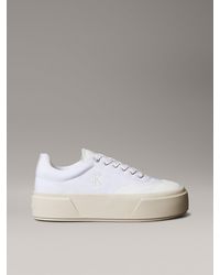 Calvin Klein - Leather Signature Logo Platform Trainers - Lyst