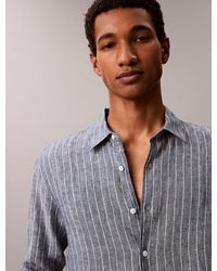 Calvin Klein - Yarn-Dyed Pinstripe Linen Shirt - Lyst