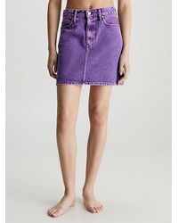 Calvin Klein - Minifalda denim de tiro alto - Lyst