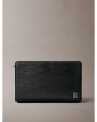Calvin Klein - Saffiano Emblem Zip Pouch With Handle - Lyst