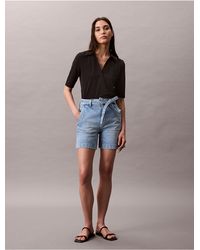 Calvin Klein - Calvin Klein Tie Belt Denim Shorts - Lyst