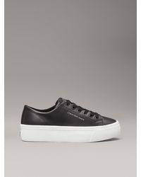 Calvin Klein - Leather Platform Trainers - Lyst