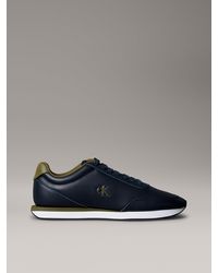 Calvin Klein - Leather Signature Logo Runner Trainers - Lyst