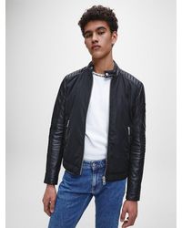 calvin klein black leather jacket