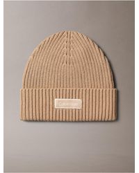 Calvin Klein - Logo Patch Rib Beanie - Lyst