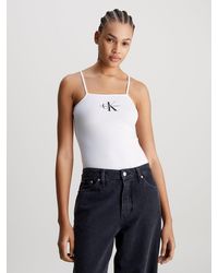Calvin Klein - Cotton Stretch Monogram Bodysuit - Lyst