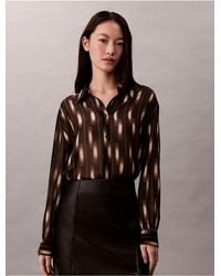 Calvin Klein - Chiffon Printed Classic Button-Down Shirt - Lyst