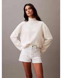 Calvin Klein - Mini-short en jean taille haute - Lyst