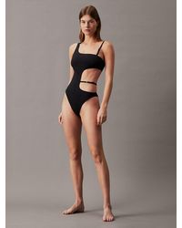 Calvin Klein - Cut Out Swimsuit - Ck Micro Belt - Lyst