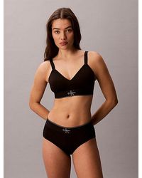 Calvin Klein - Lightly Lined Bralette Graphic Monogram Microfibre Stretch - Lyst