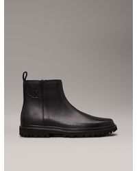 Calvin Klein - Leather Zip Boots - Lyst