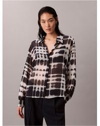 Calvin Klein - Chiffon Printed Classic Button-Down Shirt - Lyst