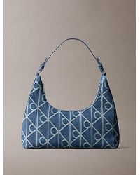 Calvin Klein - Denim Allover Emblem Logo Shoulder Bag - Lyst