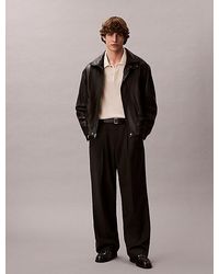 Calvin Klein - Cazadora bomber de piel panelada - Lyst