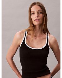 Calvin Klein - Jeans Contrast Trim Ribbed Tank Top - Lyst