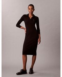 Calvin Klein - Jeans Woven Monologo Rib Midi Dress - Lyst