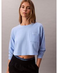 Calvin Klein - Cropped Pyjama Top Logo Cotton Jersey - Lyst