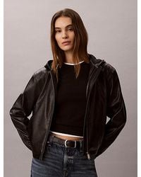 Calvin Klein - Jeans Faux Leather Hooded Jacket - Lyst