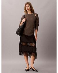 Calvin Klein - Wool Cut Out Jumper With Metal Accent - Lyst