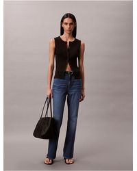 Calvin Klein - Calvin Klein Smooth Cotton Rib Button-Down Tank Top - Lyst