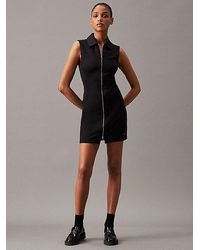 Calvin Klein - Kleid mit durchgehendem Reißverschluss aus Milano-Jersey - Lyst