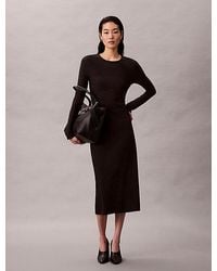Calvin Klein - Crêpe Jersey Midi-Jurk Met Uitsnijding - Lyst