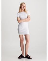 Calvin Klein - Slim Ribbed All-over Logo Dress - Lyst