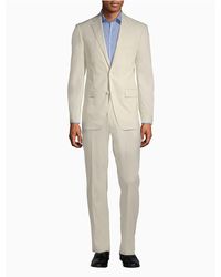 Calvin Klein Slim Fit Linen Blend Suit Jacket - Multicolour
