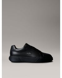 Calvin Klein - Leather Signature Logo Trainers - Lyst