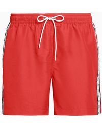 Calvin Klein Ba�ador de largo medio con cord�n - Core Mono Tape - Rojo