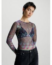 Calvin Klein - Langarmshirt aus transparentem Mesh - Lyst