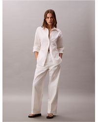 Calvin Klein - Calvin Klein Cotton Poplin Logo Waistband Pants - Lyst