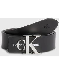 Calvin Klein - Leather Logo Belt - - Black - Women - 80 Cm - Lyst