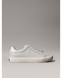 Calvin Klein - Smooth Leather Embossed Logo Trainers - Lyst