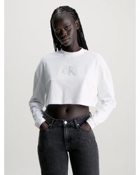 Calvin Klein - T-shirt court à manches longues avec logo - Lyst