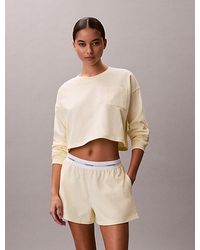 Calvin Klein - Cropped Pyjama Top Logo Cotton Jersey - Lyst