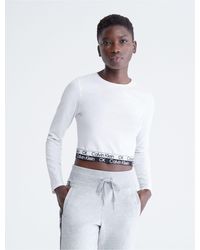 Calvin Klein Performance Logo Tape Cropped T-shirt - White