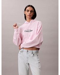 Calvin Klein - Jeans Cropped Logo Hoodie - Lyst
